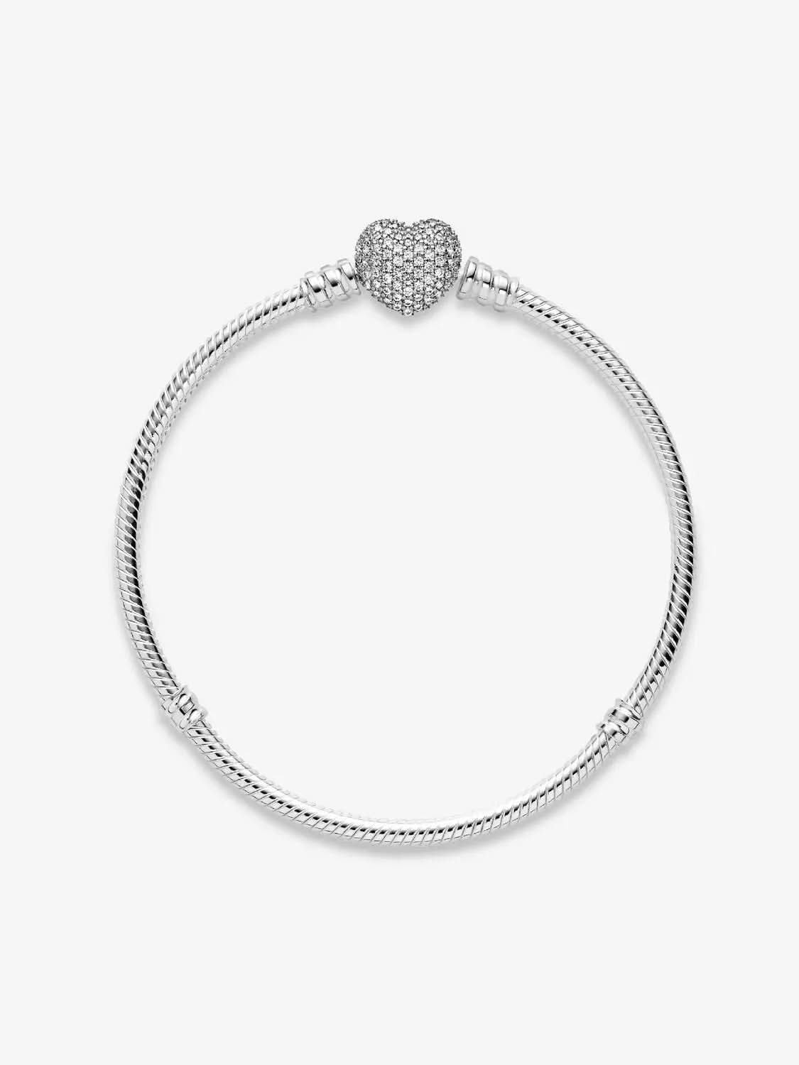 Sparkling Heart & Snake Chain Bracelet Sterling silver asasshop