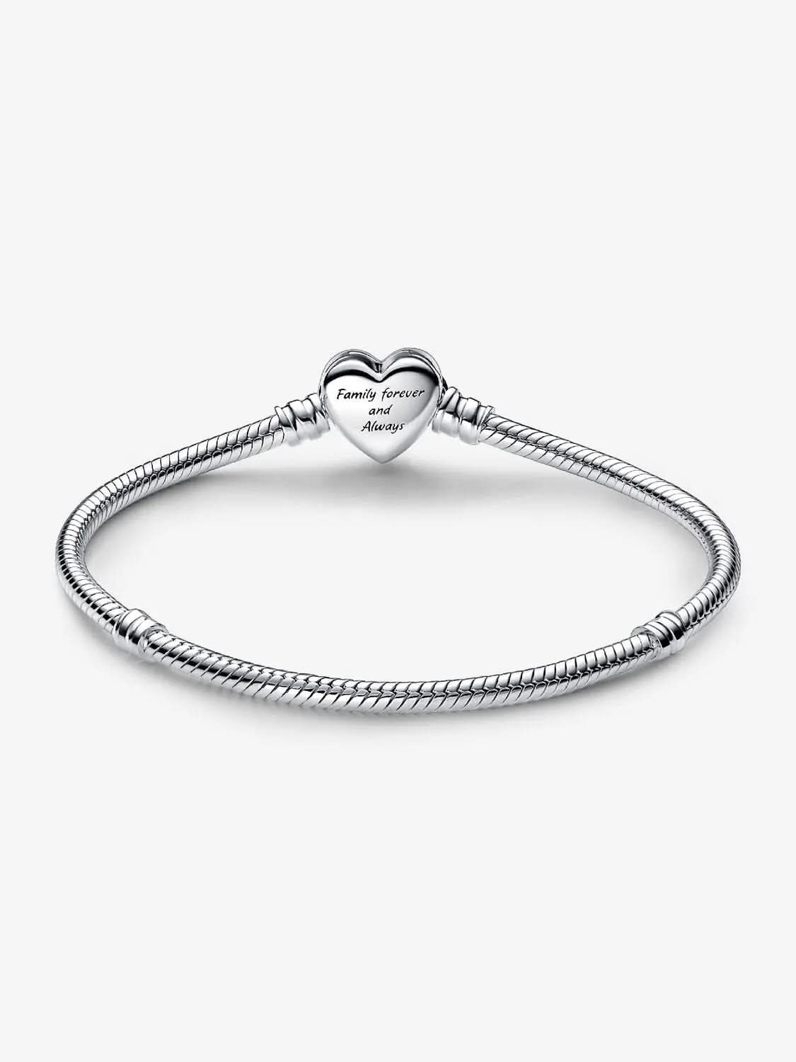 Sparkling Infinity Heart Clasp Snake Chain Bracelet Sterling silver asasshop