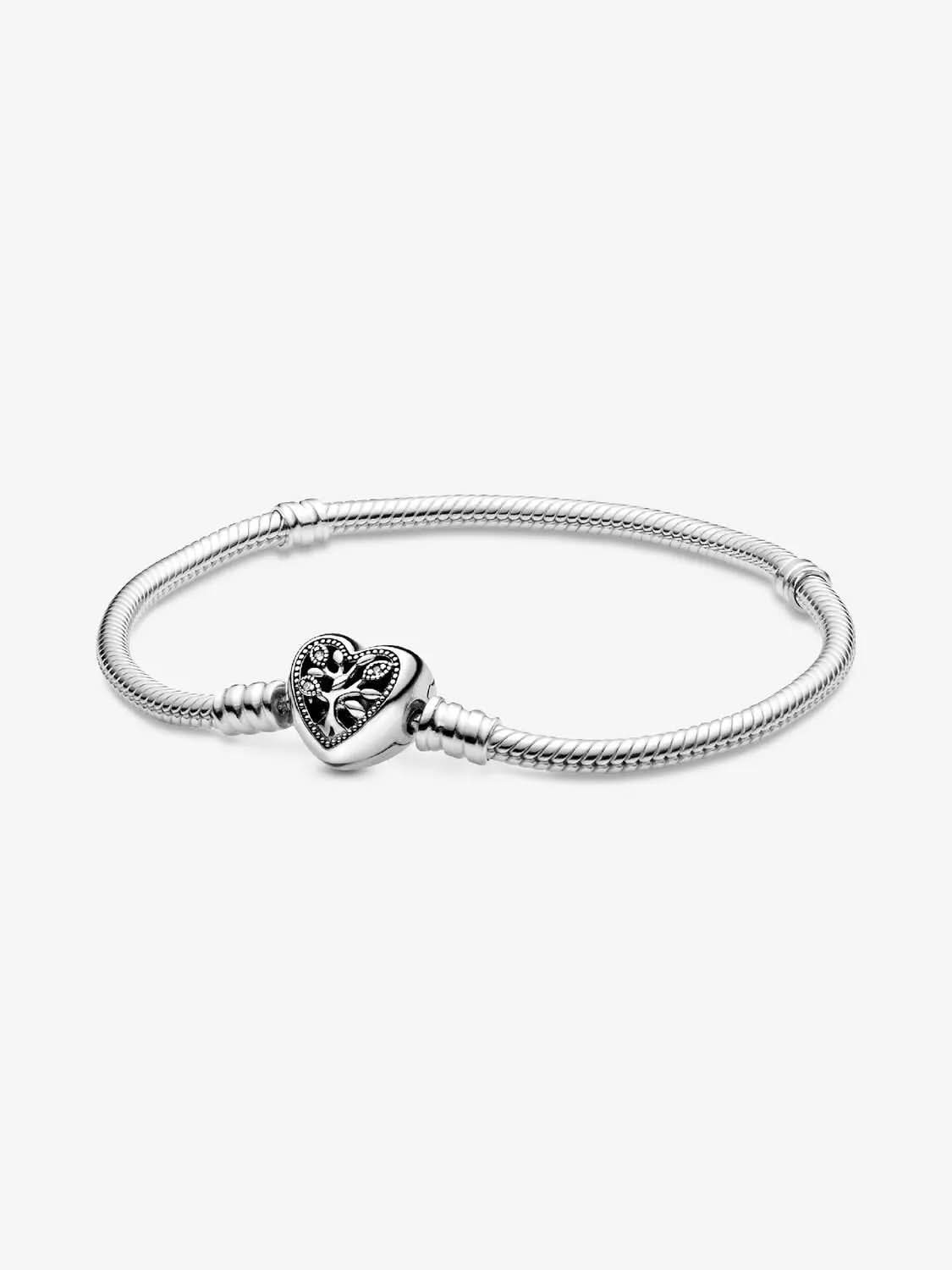 Family Tree Heart Clasp Snake Chain Bracelet Sterling silver asasshop