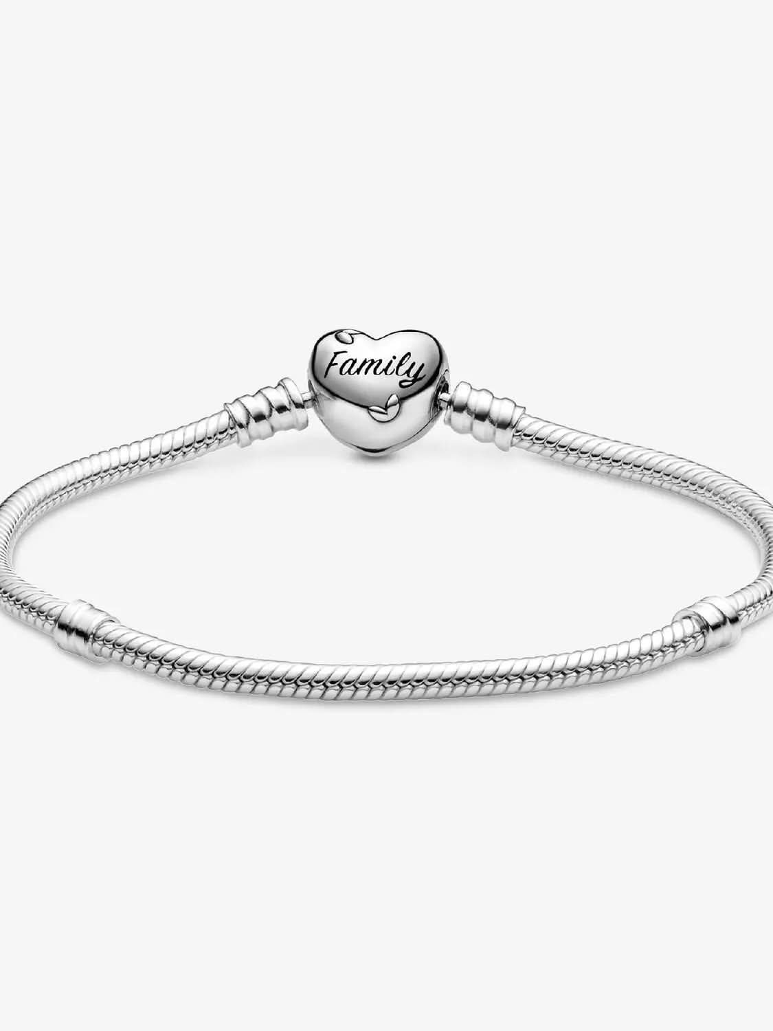 Family Tree Heart Clasp Snake Chain Bracelet Sterling silver asasshop