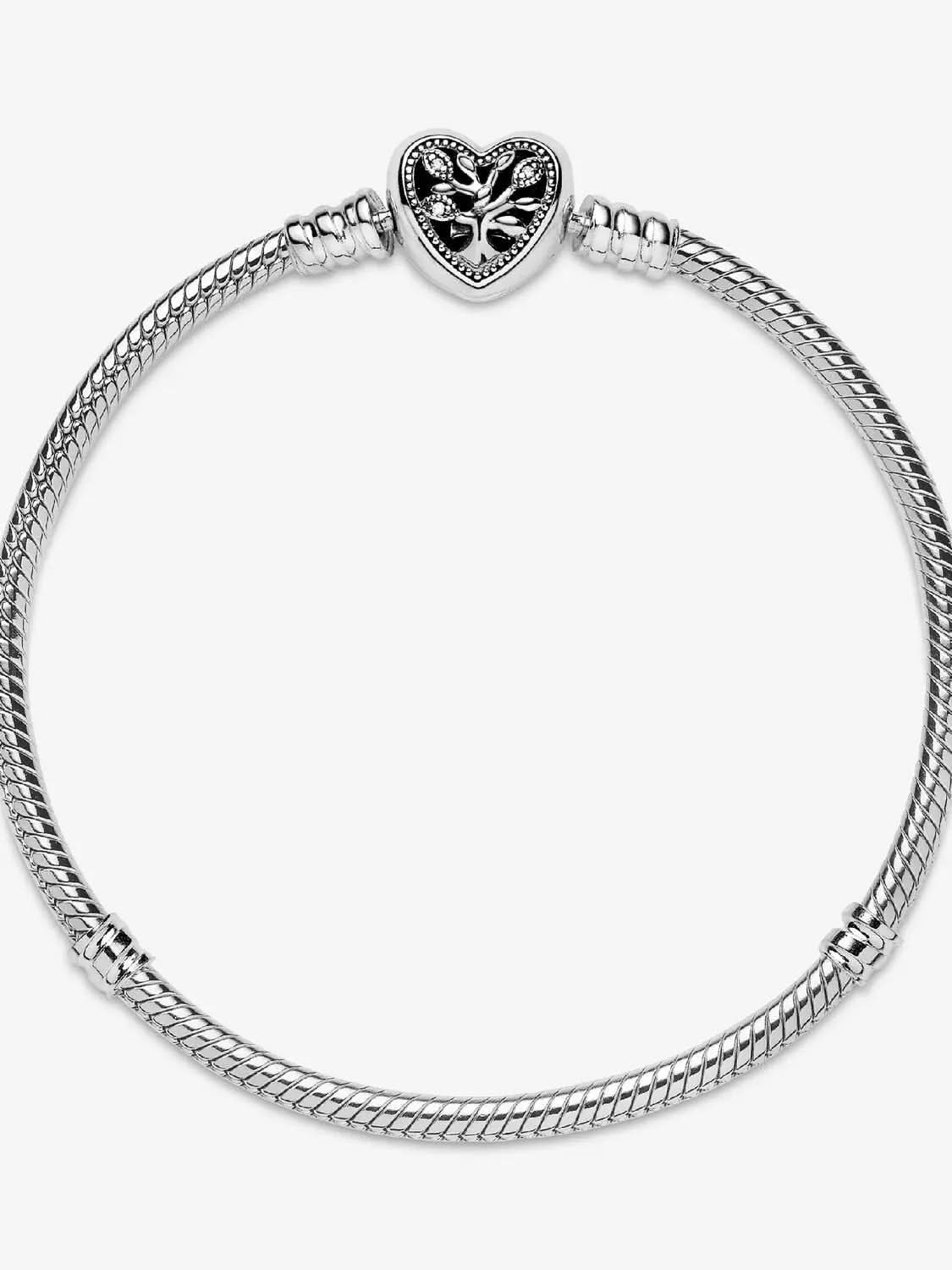 Family Tree Heart Clasp Snake Chain Bracelet Sterling silver asasshop