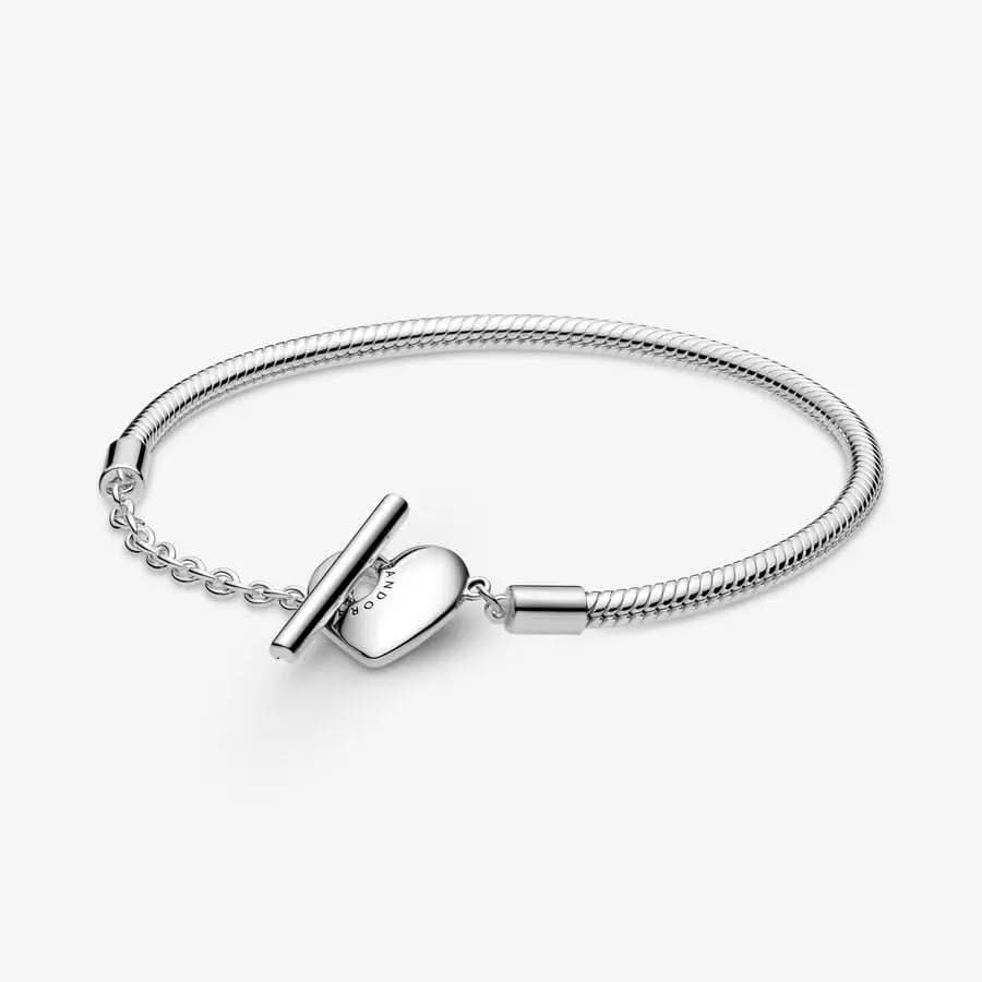 Pandora Moments Heart T-Bar Snake Chain Bracelet asasshop