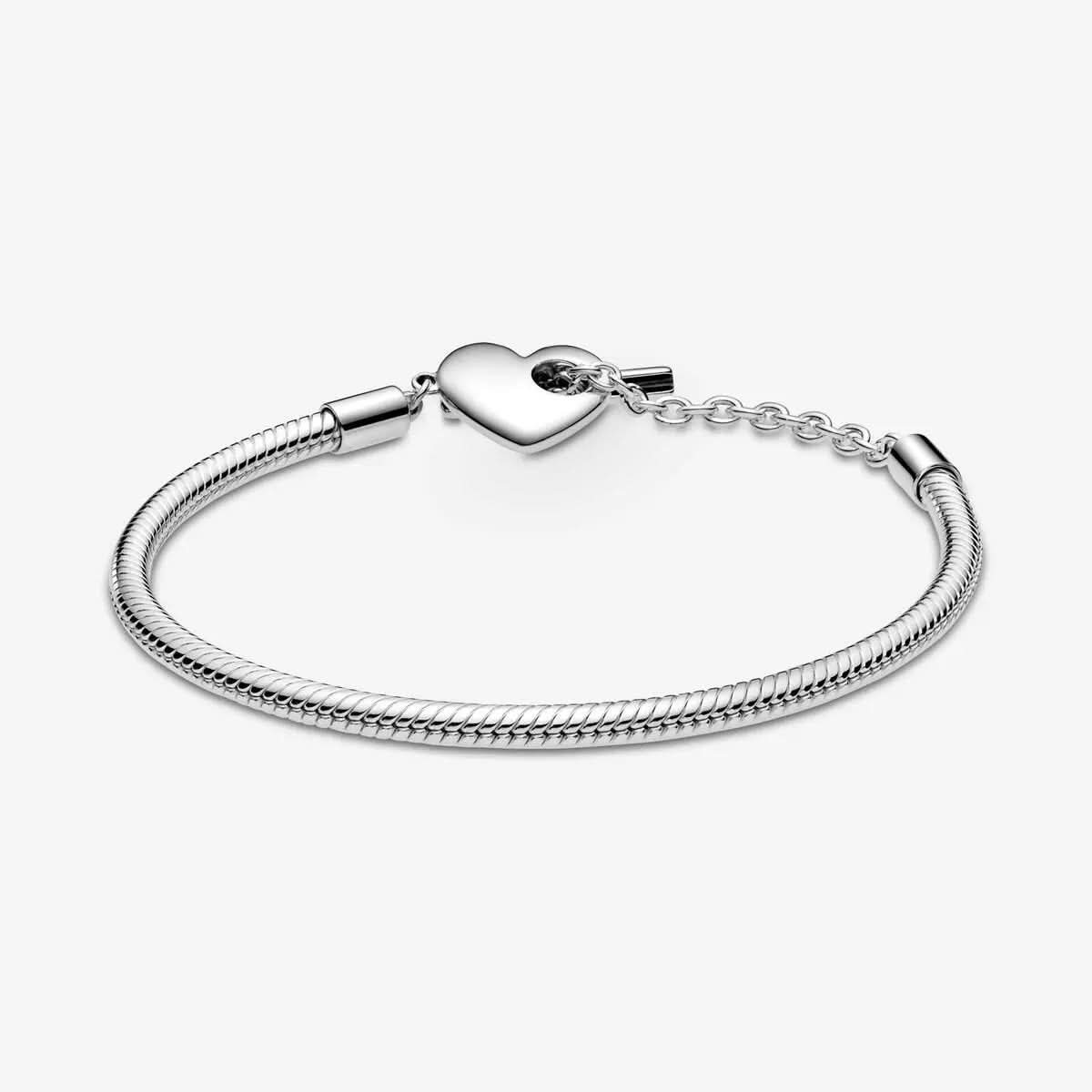 Pandora Moments Heart T-Bar Snake Chain Bracelet asasshop