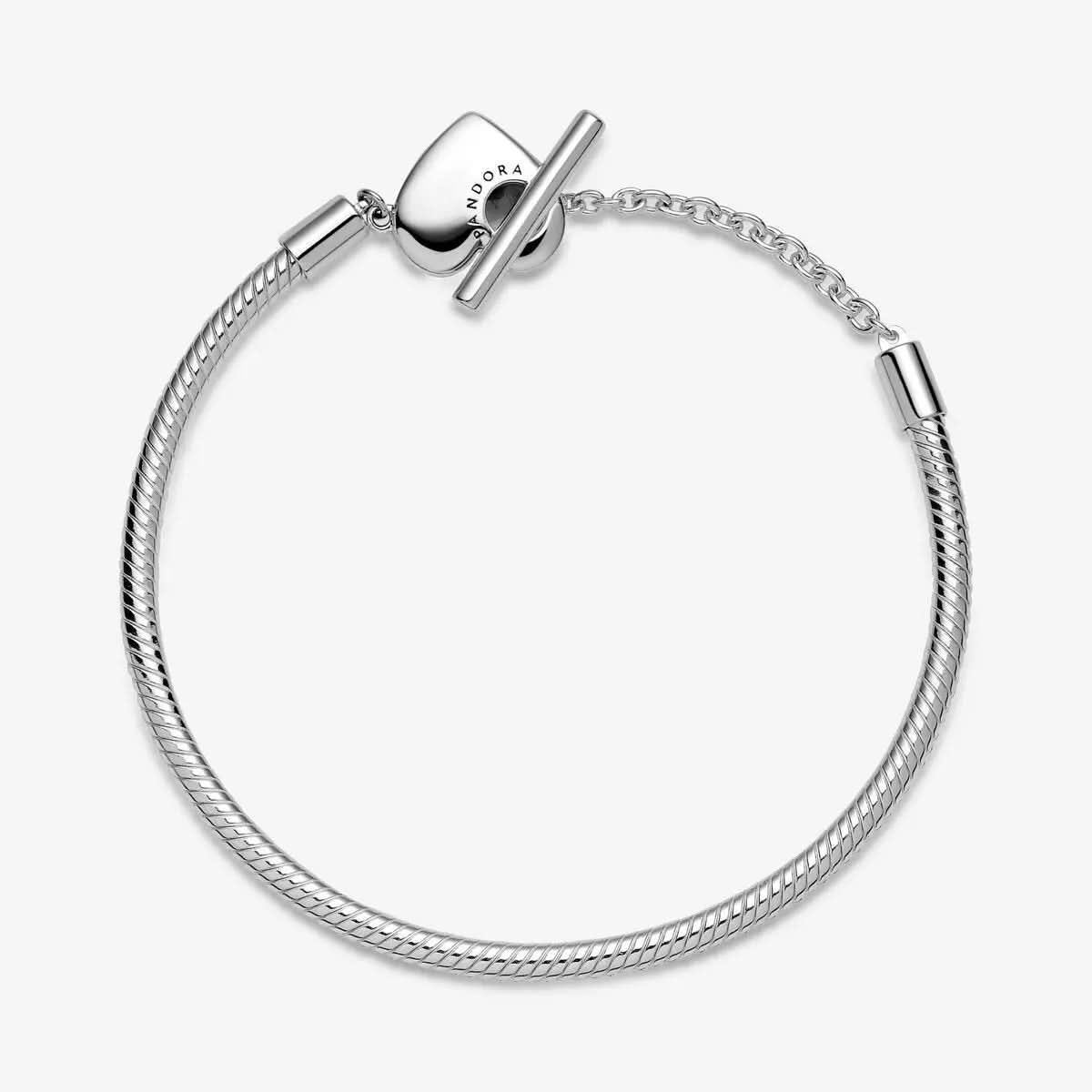Pandora Moments Heart T-Bar Snake Chain Bracelet asasshop