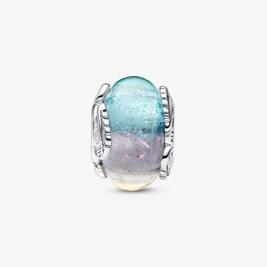 Multicolour Murano Glass & Curved Feather Charm asasshop