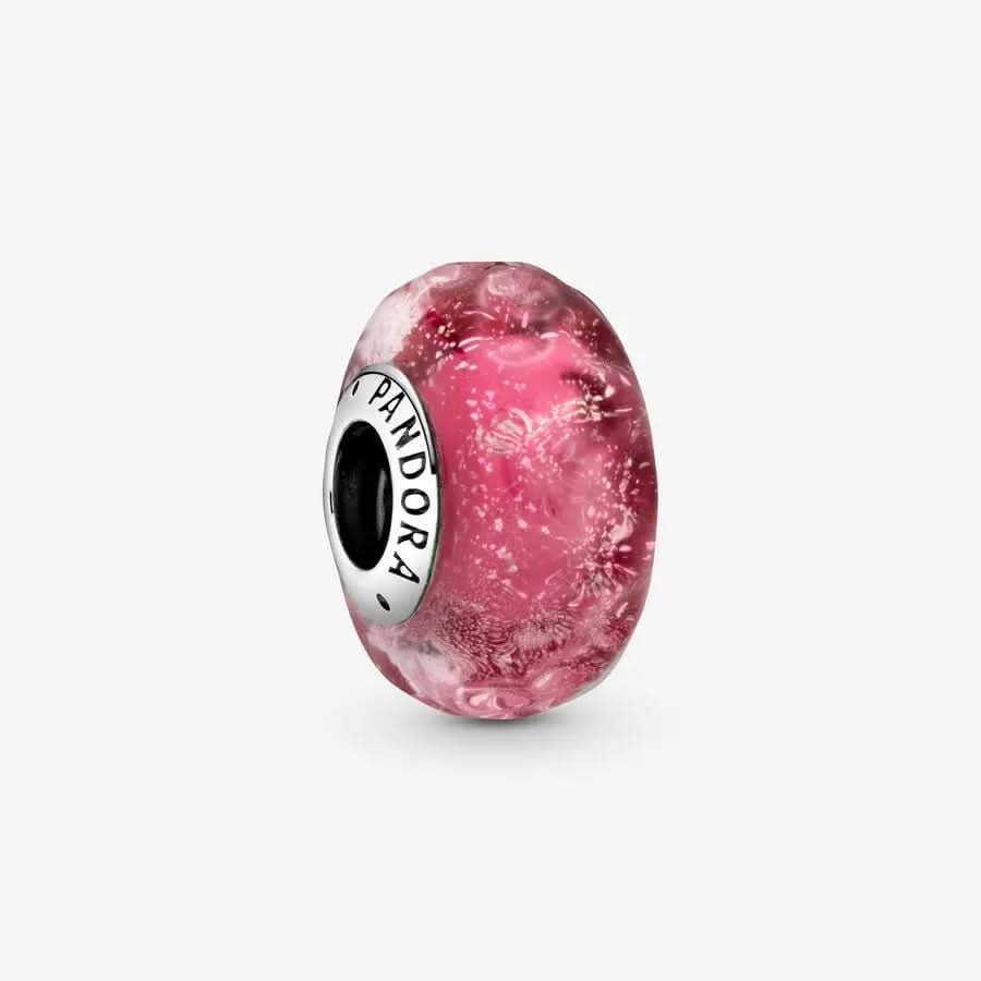 Wavy Fancy Pink Murano Glass Charm asasshop