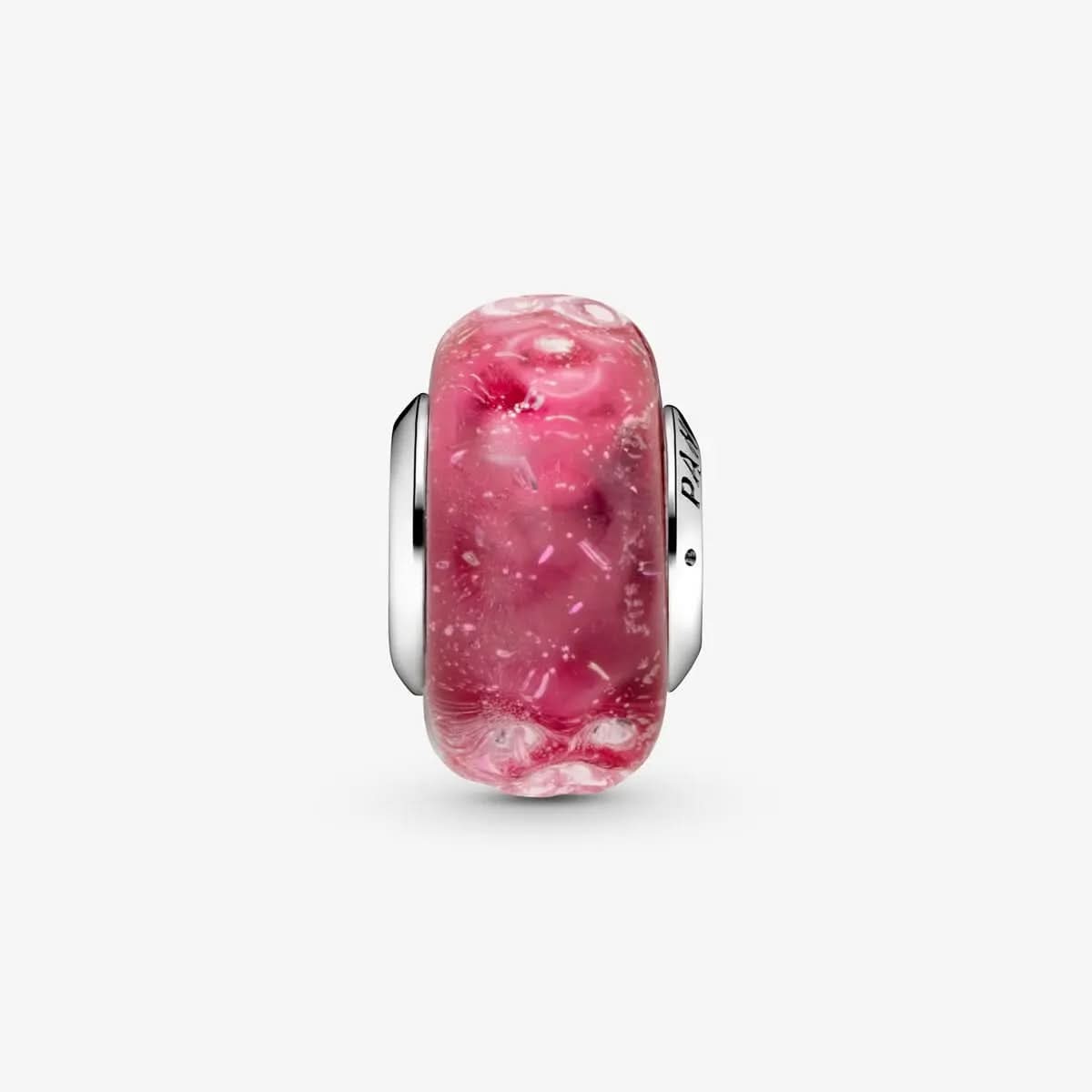 Wavy Fancy Pink Murano Glass Charm asasshop