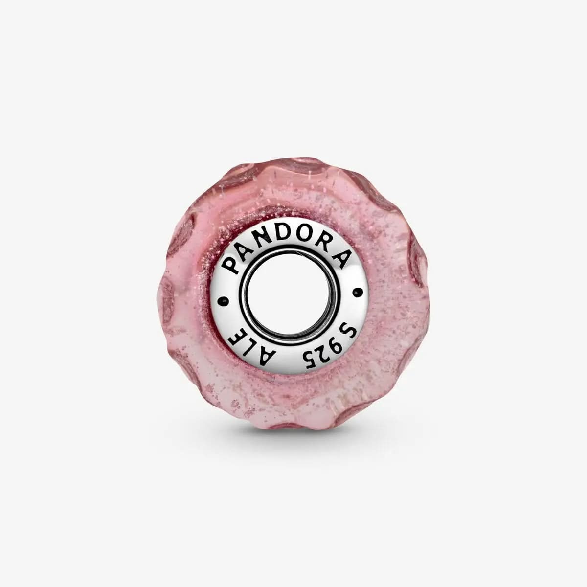 Wavy Fancy Pink Murano Glass Charm asasshop