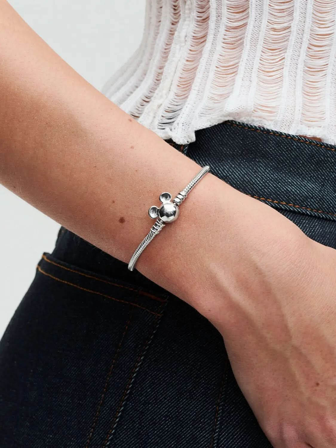 Disney Mickey Mouse Clasp Moments Snake Chain Bracelet Sterling silver asasshop