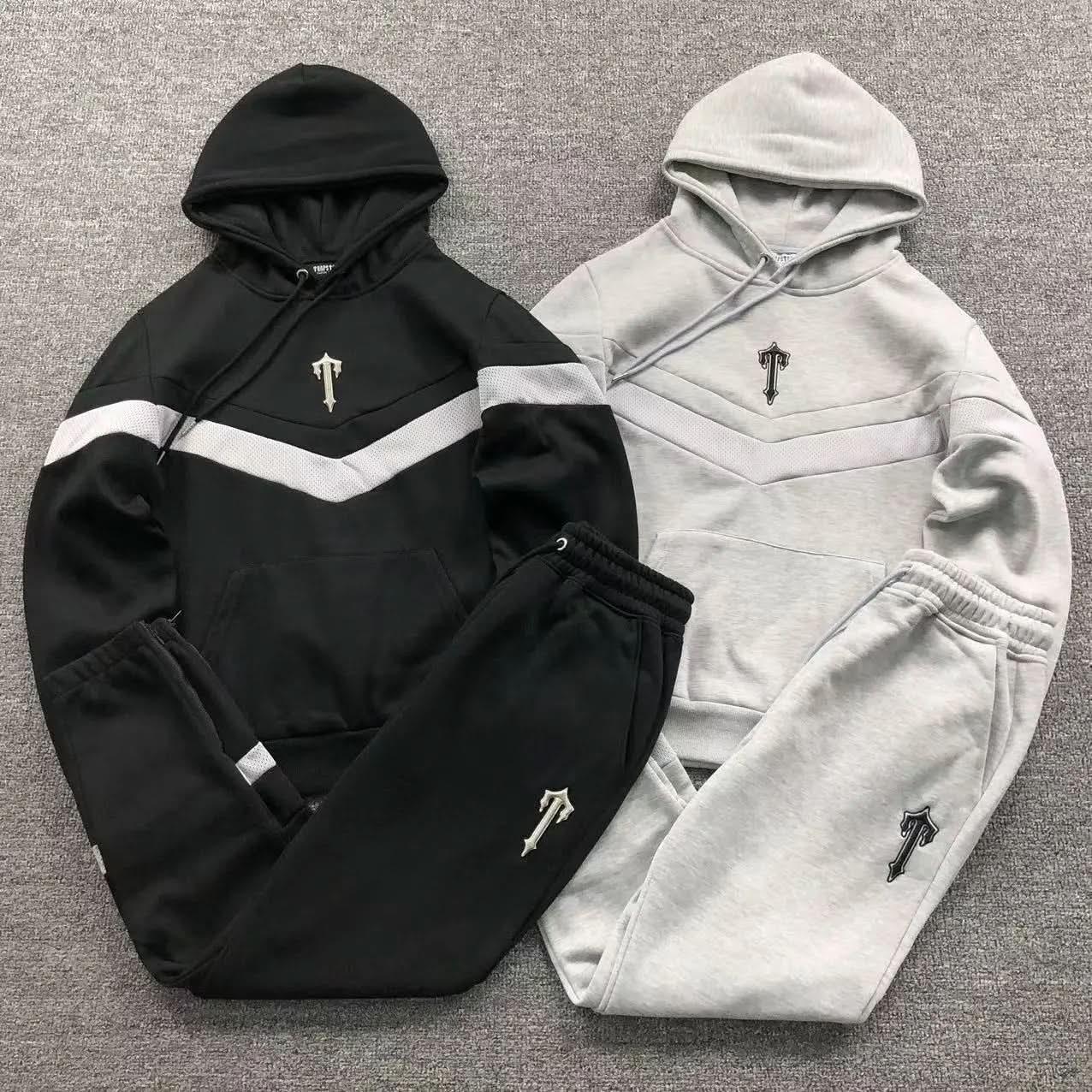 Trapstar V Stripe Hoodie Tracksuit Black/Grey asasshop