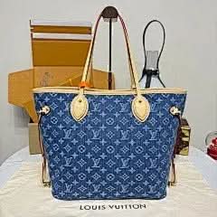 Neverfull Medium Handbag M13192 Blue Denim Chip Exclusive Duty-Free Channel asasshop