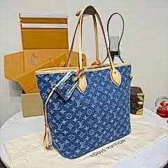 Neverfull Medium Handbag M13192 Blue Denim Chip Exclusive Duty-Free Channel asasshop