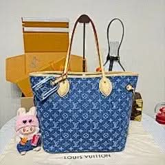 Neverfull Medium Handbag M13192 Blue Denim Chip Exclusive Duty-Free Channel asasshop