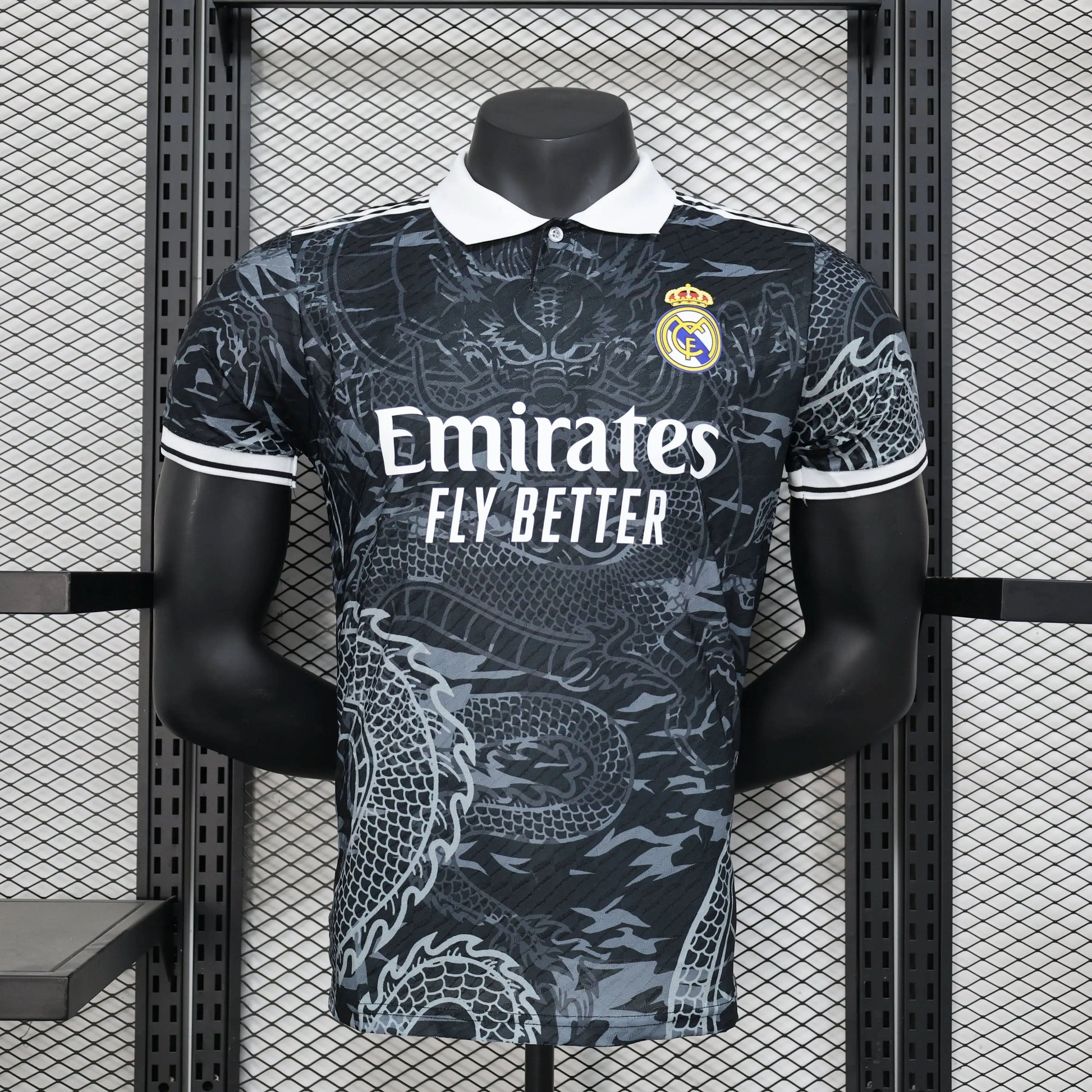 2025-26 Real Madrid Special Polo Black Dragon Player S-2XL asasshop