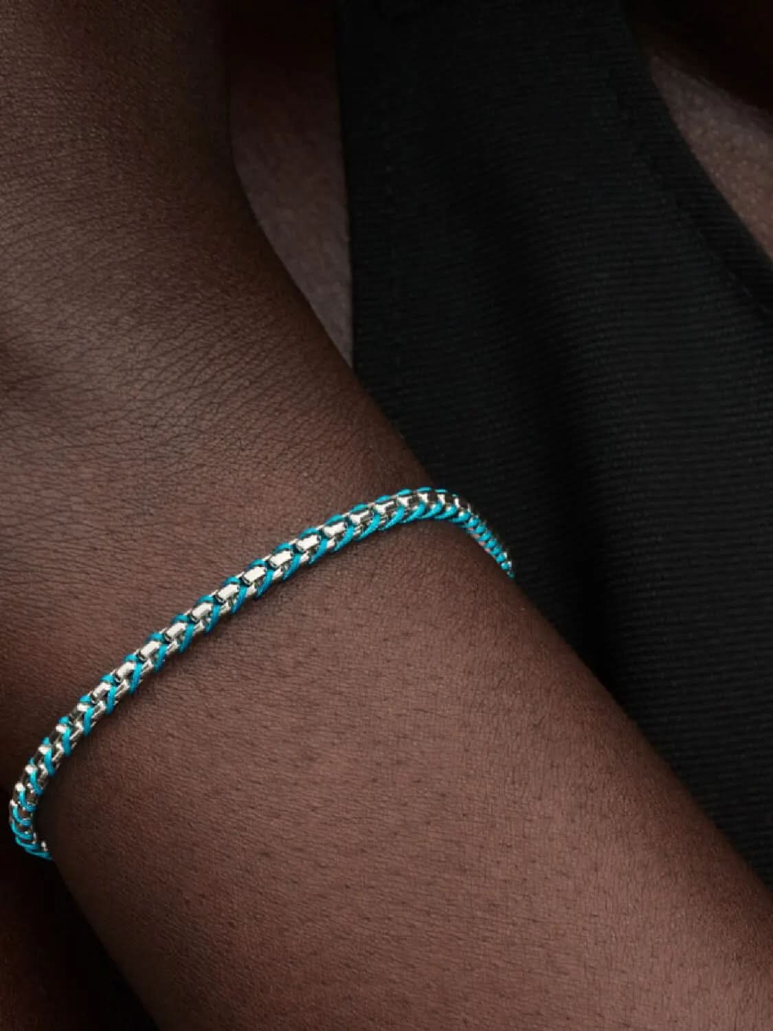 Blue Cord Snake Chain Bracelet Sterling silver asasshop