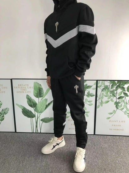 Trapstar V Stripe Hoodie Tracksuit Black/Grey asasshop