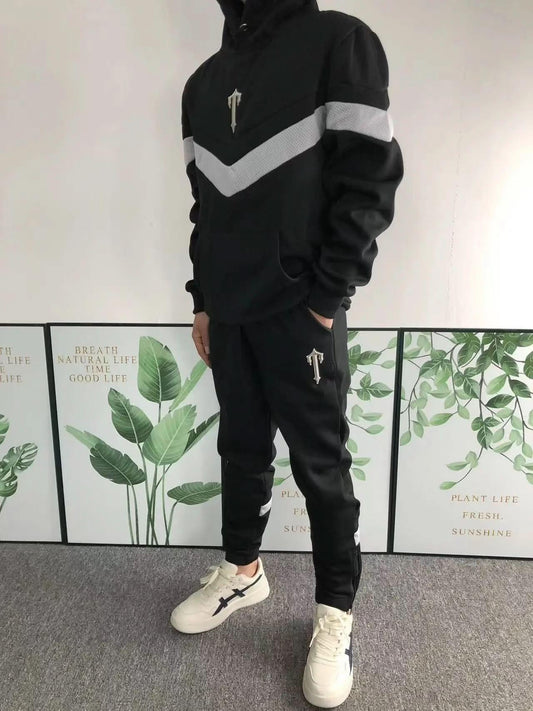 Trapstar V Stripe Hoodie Tracksuit Black/Grey asasshop