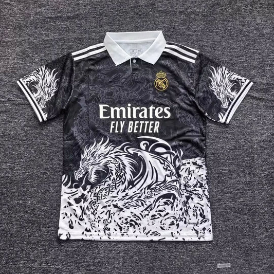 2025-26 Real Madrid Special Polo Black Dragon S-2XL asasshop