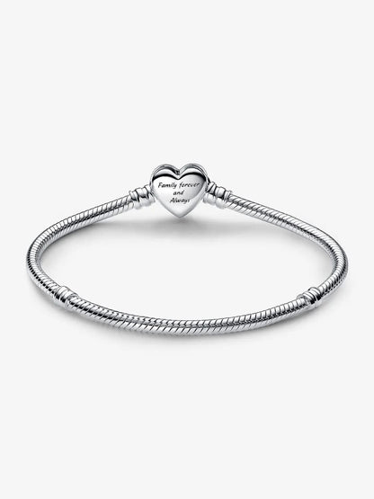 Sparkling Infinity Heart Clasp Snake Chain Bracelet Sterling silver asasshop