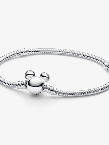 Disney Mickey Mouse Clasp Moments Snake Chain Bracelet Sterling silver asasshop