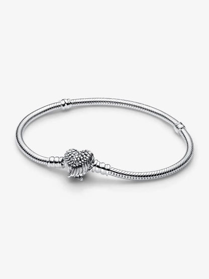 Heart Wings Clasp Snake Chain Bracelet Sterling silver asasshop