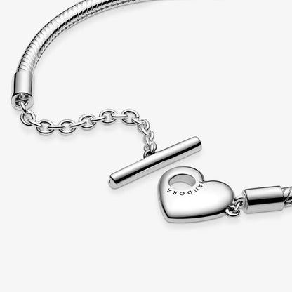 Pandora Moments Heart T-Bar Snake Chain Bracelet asasshop