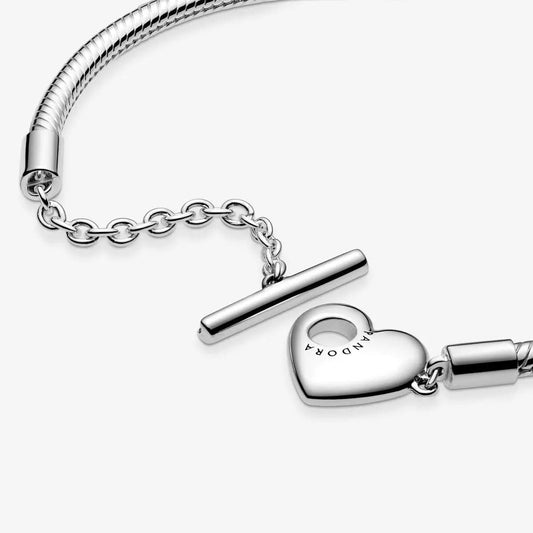 Pandora Moments Heart T-Bar Snake Chain Bracelet asasshop