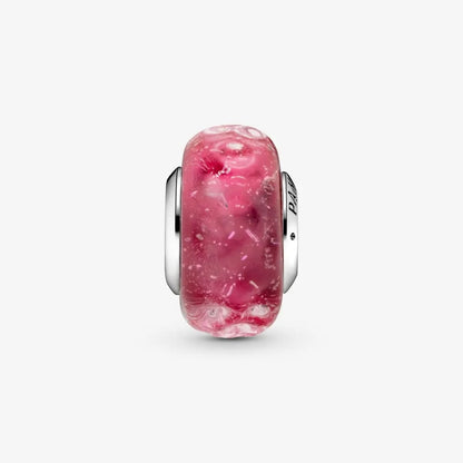 Wavy Fancy Pink Murano Glass Charm asasshop