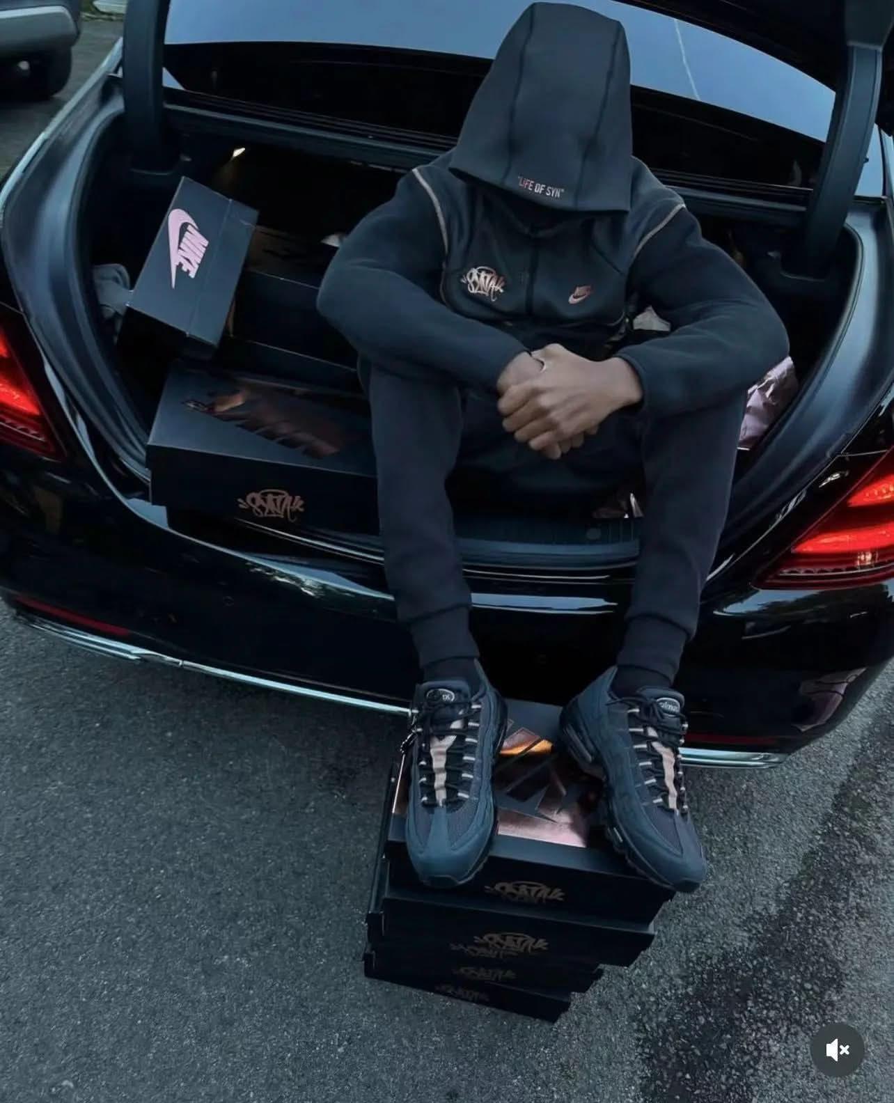 Syna World x Nike Central Cee Tech Fleece Black Tracksuit asasshop