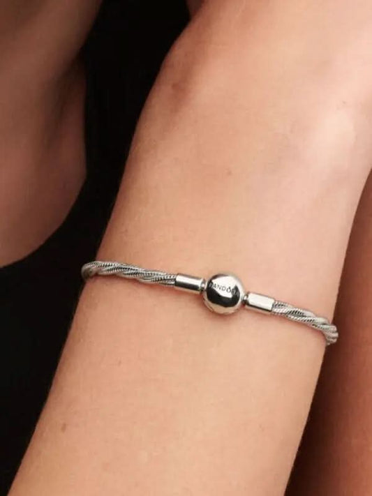 Round Pandora Clasp Twisted Snake Chain Sterling silver asasshop
