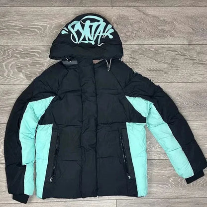 Punk Thicken Warm Down Jacket Men's Breathable Letter Printed Padded Coat Hoodies Jackets Male Y2k Autumn Winter Wadded Clothing