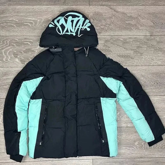 Punk Thicken Warm Down Jacket Men's Breathable Letter Printed Padded Coat Hoodies Jackets Male Y2k Autumn Winter Wadded Clothing