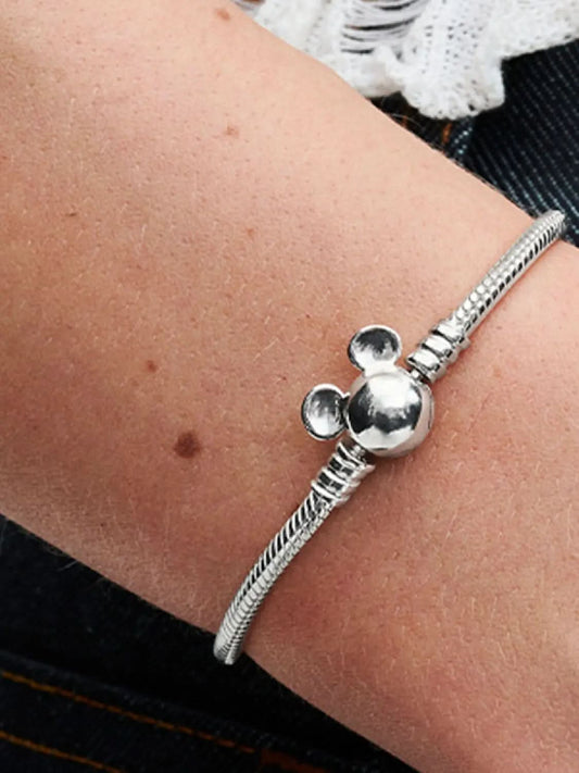 Disney Mickey Mouse Clasp Moments Snake Chain Bracelet Sterling silver asasshop