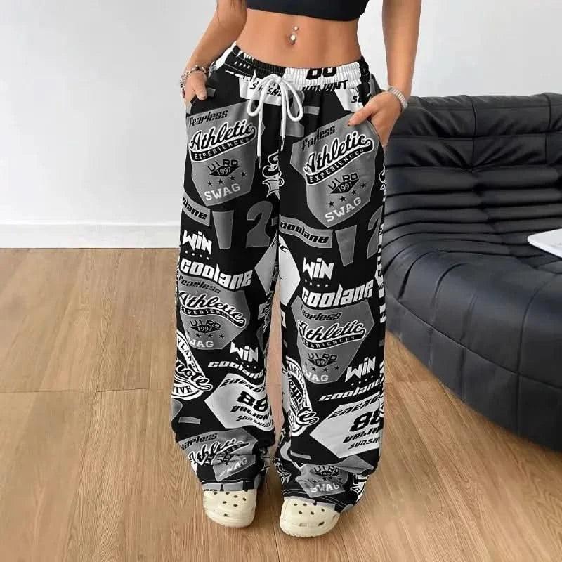 Goth Graphic Print Trousers Women Pants Street Hip Hop Harajuku Vintage Sweatpants Women Clothing Loose Casual Joggers Women