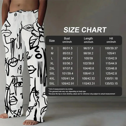 2025 New Fashion Skull Graphic Print Trousers Plus Size Loose Fit Men's Casual Pants Outdoor Daily Wear Drawstring Waist Pants