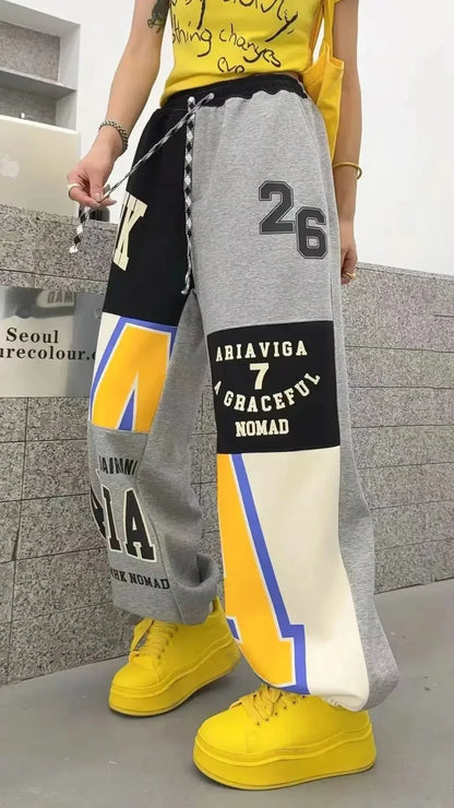 Casual Pocket Patchwork Sweatpants Cargo Pants Pants For Women Y2k Clothes Casual Cotton Trousers Japanese Korean Hip 118cm