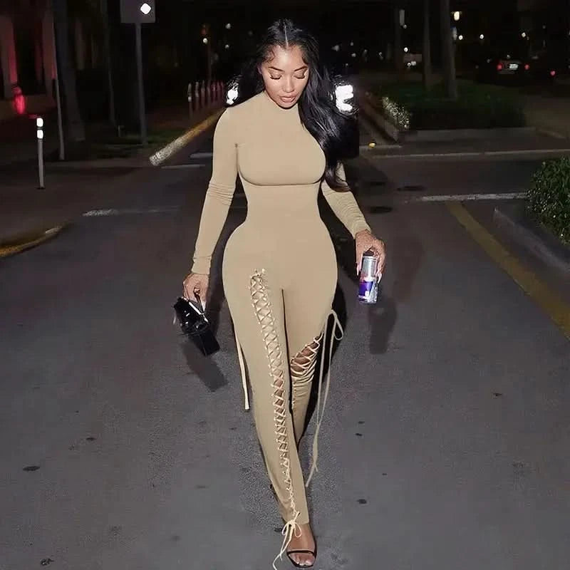 FAGADOER Sexy Bandage Patchwork 2 Piece Sets Woman Outfit Halter Sleeveless Crop Tops and Pants Matching Suit Female Streetwear