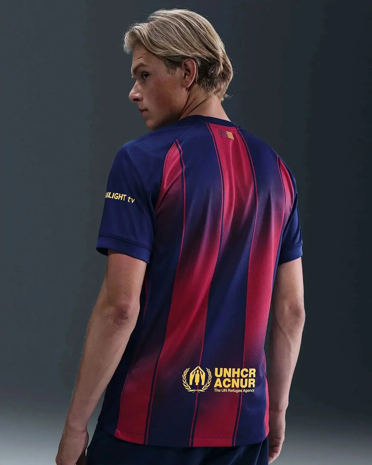 The 2025/26 season Barcelona home fan edition Nike Dri-FIT Men's Fast-Drying Soccer Jersey asasshop