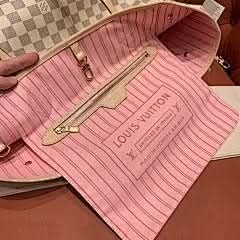 Neverfull MM White Checkered Pink Shopping Bag N41605 asasshop