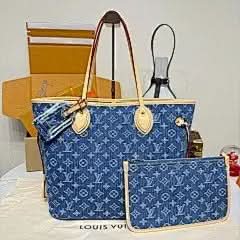 Neverfull Medium Handbag M13192 Blue Denim Chip Exclusive Duty-Free Channel asasshop